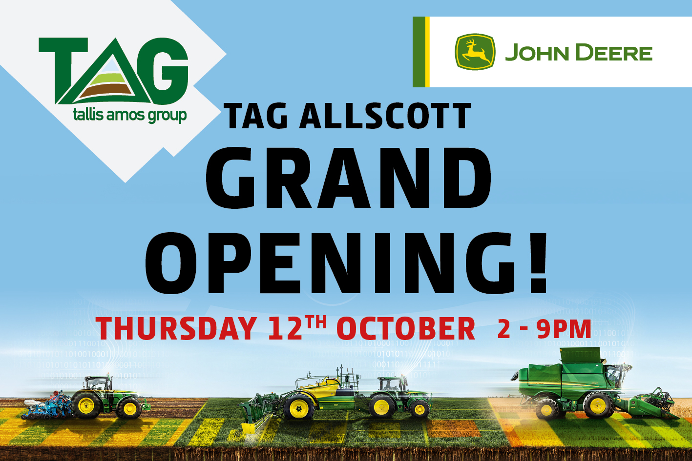 GRAND OPENING EVENT at TAG ALLSCOTT October 12th, 2pm – 9pm