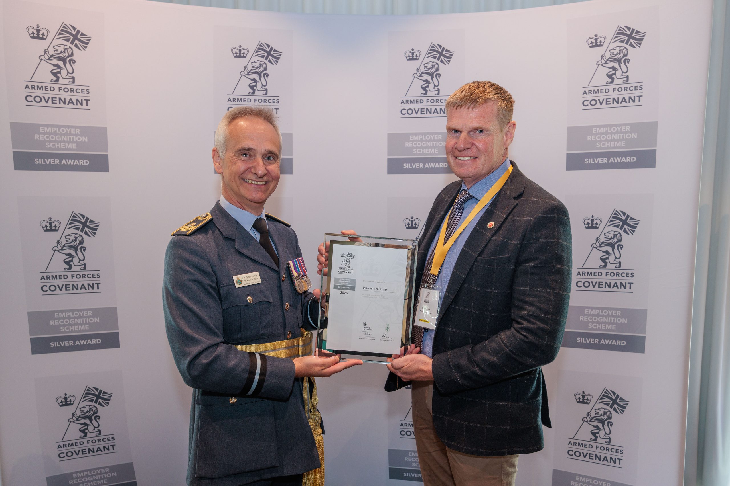 Tallis Amos Group (TAG) recognised with a Silver Award under the Defence Employer Recognition Scheme (ERS)
